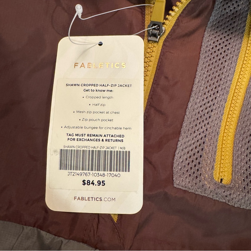 NWT Fabletics Shawn Cropped Half-Zip Brown Jacket Sz M - Picture 16 of 16